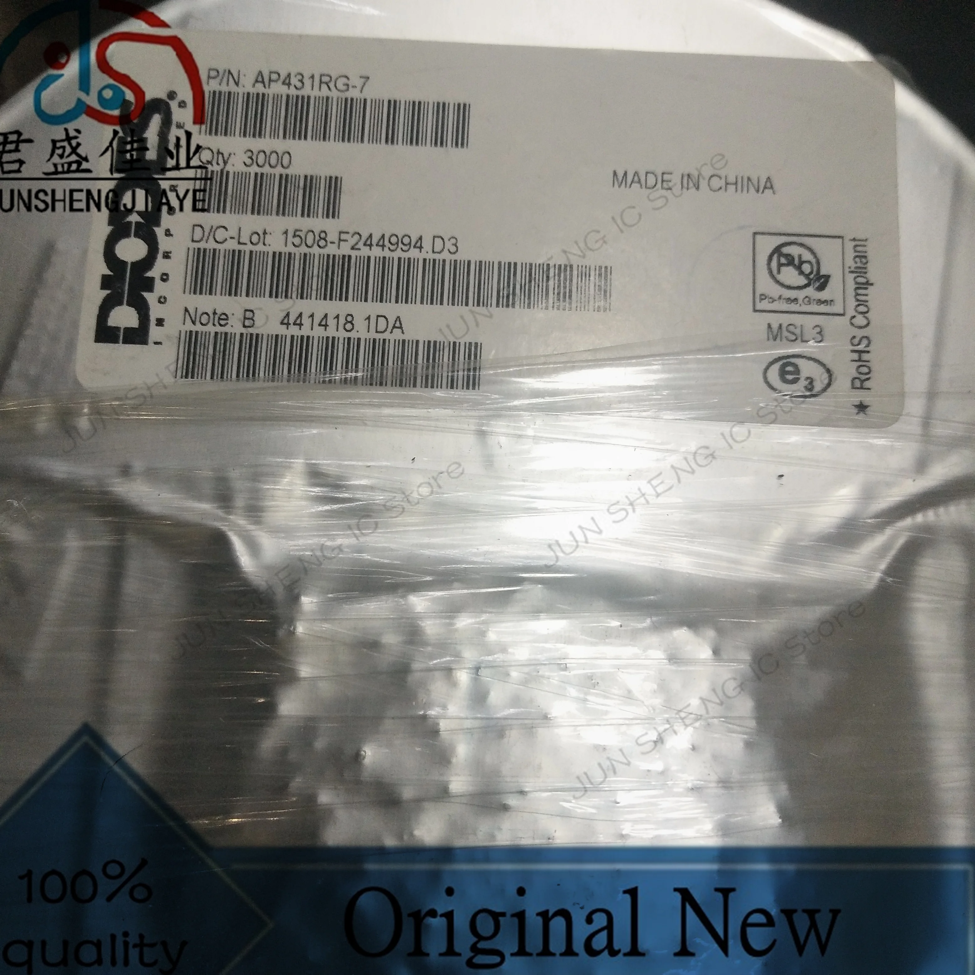JUN SHENG IC Store/100 pieces /lot 100% new original IC AP431RG-7 Electronic components package SOT23 IC VREF SHUNT ADJ SC59
JUN SHENG IC Store/100 pieces /lot 100% new original IC AP431RG-7 Electronic components package SOT23 IC VREF SHUNT ADJ SC59