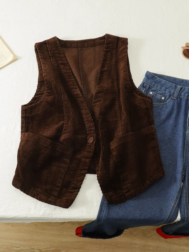 Retro V-Neck Corduroy Jacket Women's Loose Layering One-Button Shoulderless Top Commute Style Thickened Autumn Winter
Retro V-Neck Corduroy Jacket Women's Loose Layering One-Button Shoulderless Top Commute Style Thickened Autumn Winter
