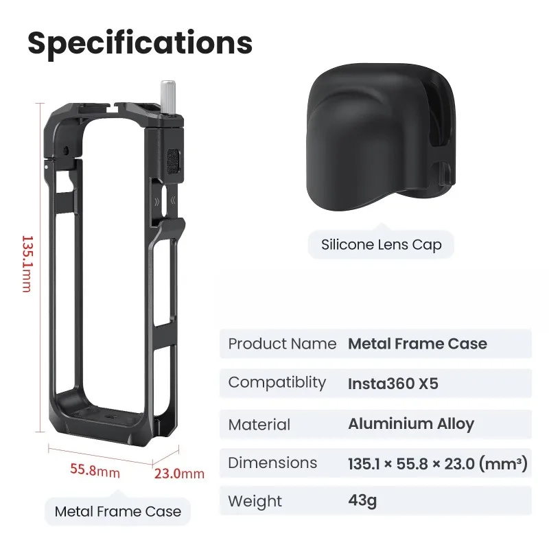 Quick Release Protective Frame Cage, Metal Frame Housing for Insta360 X5 Action Camera Accessories
Quick Release Protective Frame Cage, Metal Frame Housing for Insta360 X5 Action Camera Accessories