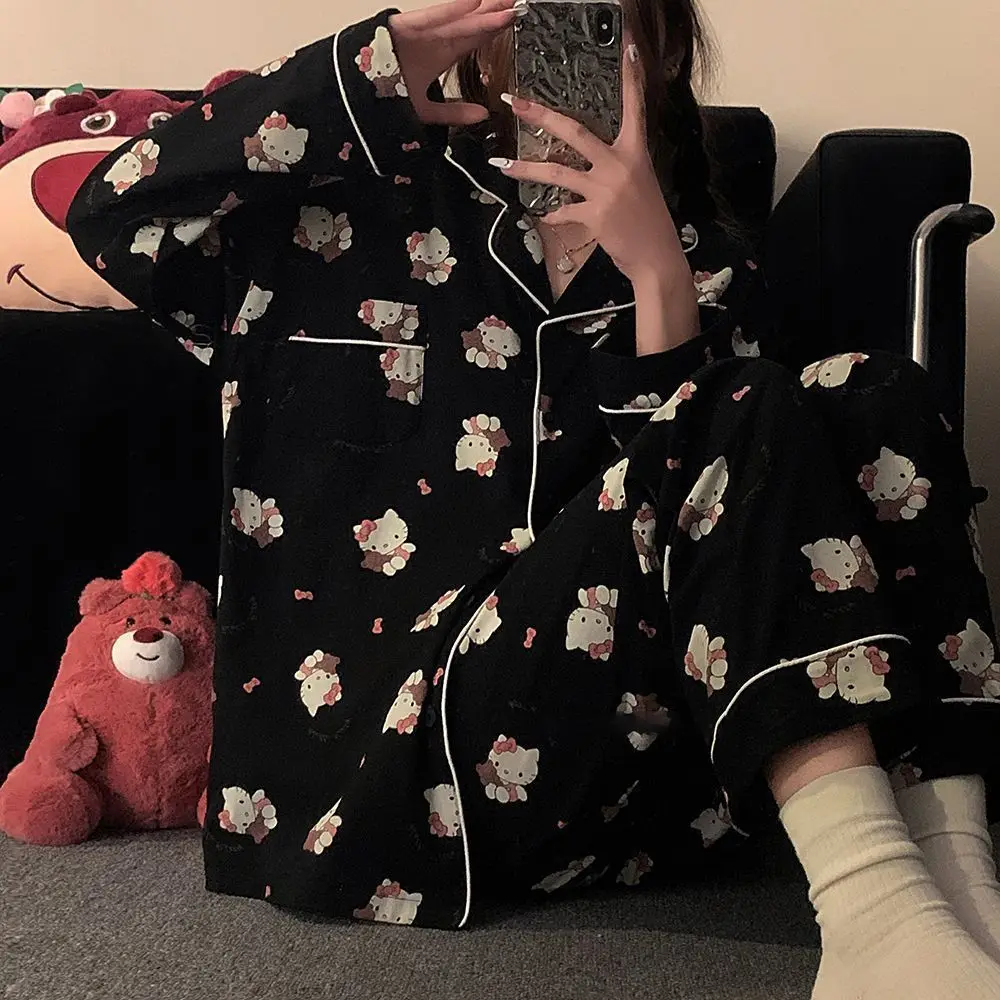 Plus Size Kawaii Cartoon Hello Kitty Girls Pajama Set Anime Flip Collar Long Sleeves Casual Woman Pjs Soft Thin Summer Homewear
Plus Size Kawaii Cartoon Hello Kitty Girls Pajama Set Anime Flip Collar Long Sleeves Casual Woman Pjs Soft Thin Summer Homewear