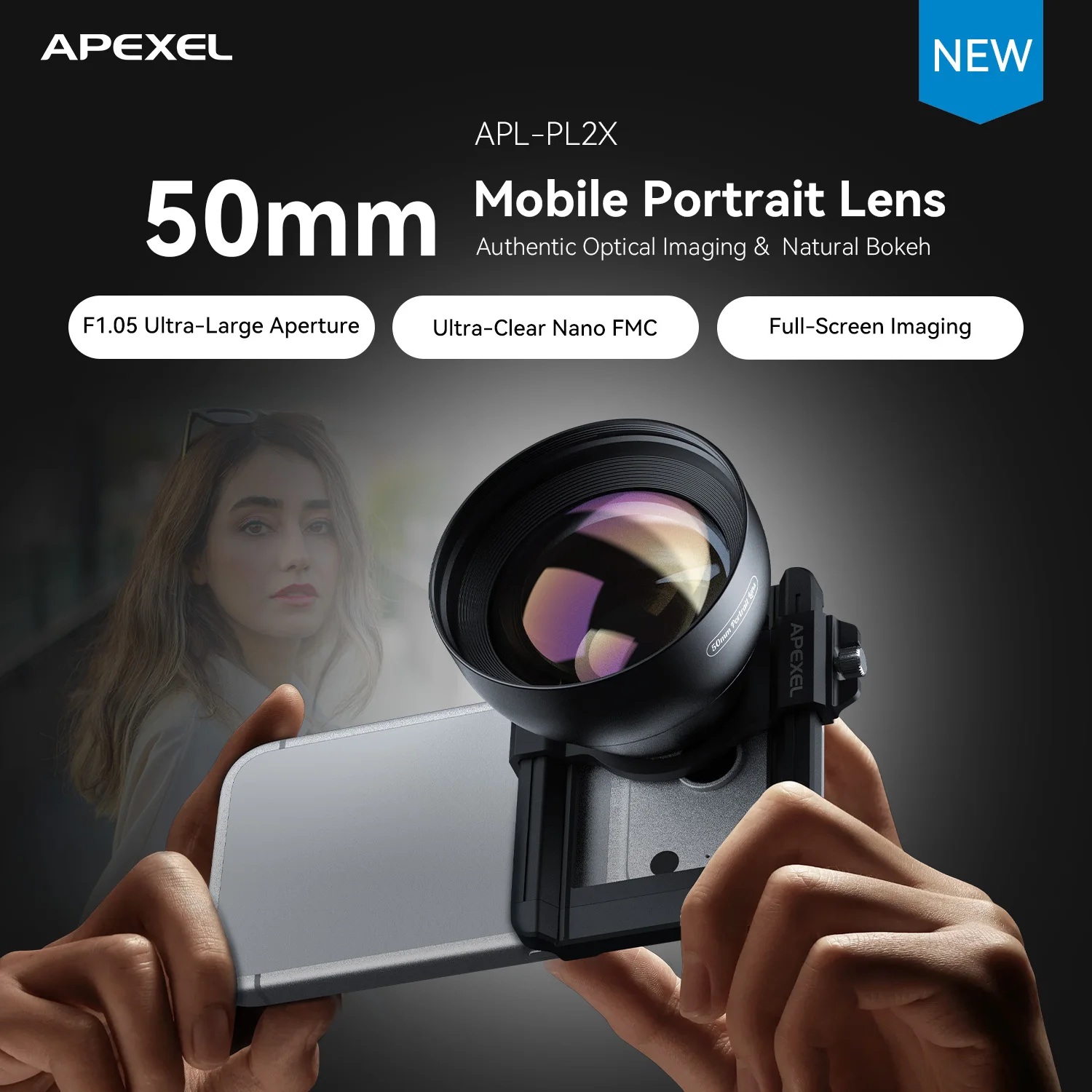 APEXEL 2X Phone Portrait Lens Natural Bokeh Effect 50mm Focal Length Clip On Cell Phone Camera Lens for Portrait Photography
APEXEL 2X Phone Portrait Lens Natural Bokeh Effect 50mm Focal Length Clip On Cell Phone Camera Lens for Portrait Photography