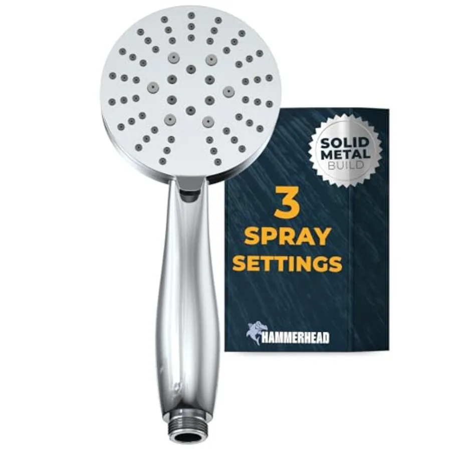 ® Solid Metal 3-Spray Hand Held Shower Head, Select from Wide, Massage, and Mist Sprays High Flow Handheld Showerhead Made from
® Solid Metal 3-Spray Hand Held Shower Head, Select from Wide, Massage, and Mist Sprays High Flow Handheld Showerhead Made from