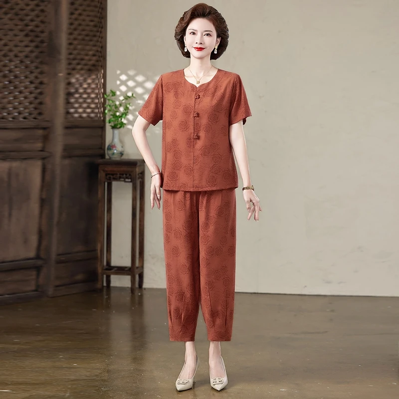 Summer Cotton Linen Loose t-shirt Top and Calf-Length Pants Women's Faionable Simple Two-Piece Set Casual Comfortable
Summer Cotton Linen Loose t-shirt Top and Calf-Length Pants Women's Faionable Simple Two-Piece Set Casual Comfortable