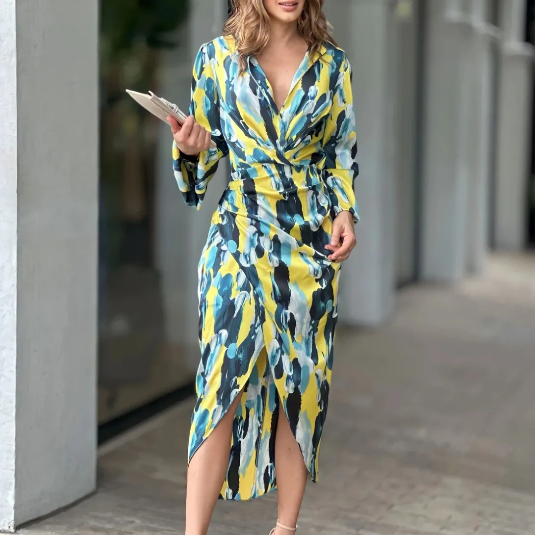 2023 New European and American Women's Dress Temperament Autumn Commuter Long Sleeve Irregular Mid Length Shirt Dress
2023 New European and American Women's Dress Temperament Autumn Commuter Long Sleeve Irregular Mid Length Shirt Dress