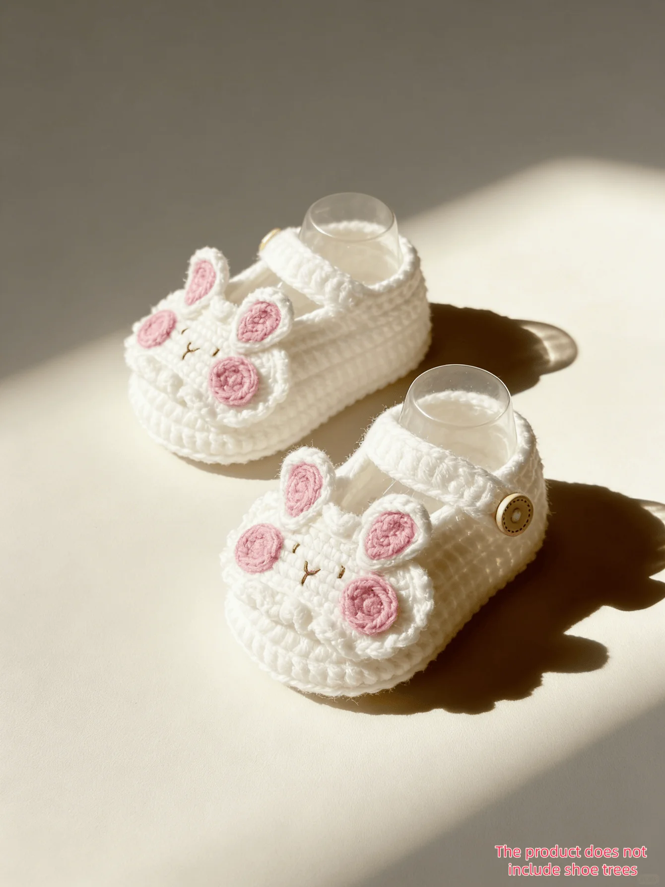 1 Pair Handmade Crochet Baby Booties, White with Pink Bunny Design, Newborn Infant Shoes
1 Pair Handmade Crochet Baby Booties, White with Pink Bunny Design, Newborn Infant Shoes