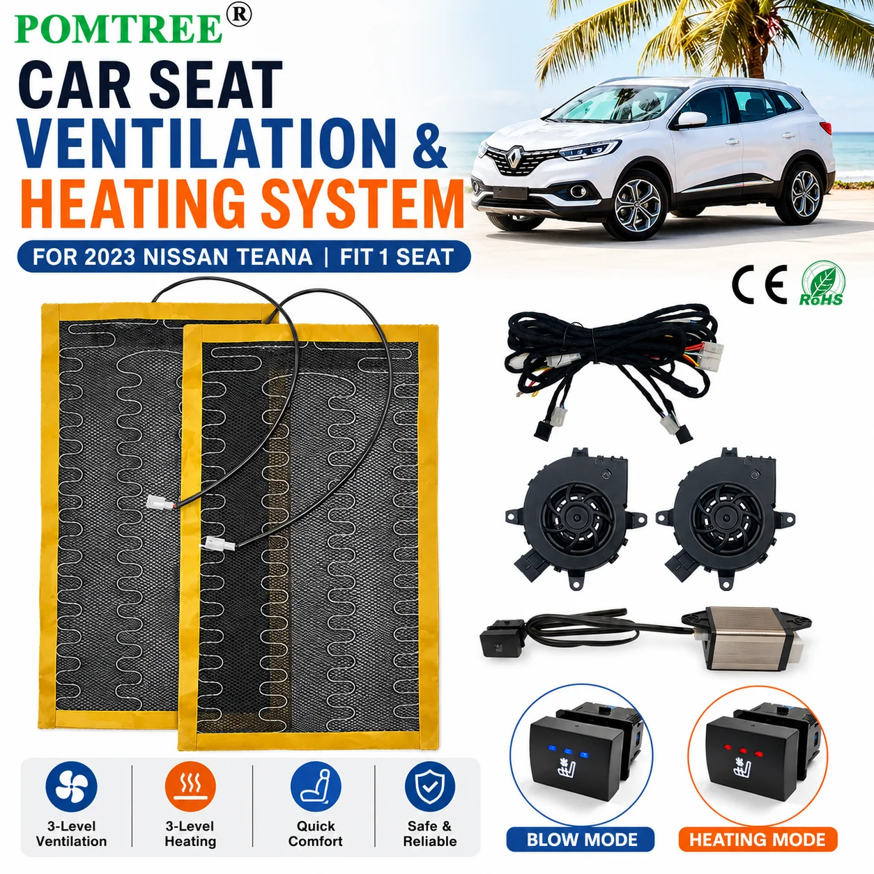 Built-in Car Seat Ventilation Cooling And Heating System Kit Fit 1 Seat,With Dedicated Switch Suitable For Nissan Teana Series
Built-in Car Seat Ventilation Cooling And Heating System Kit Fit 1 Seat,With Dedicated Switch Suitable For Nissan Teana Series