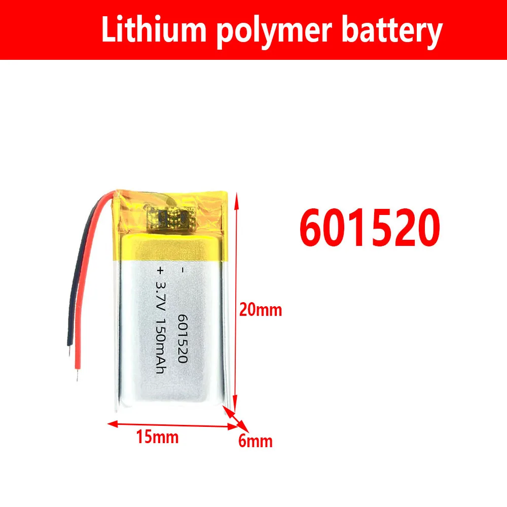 SUNOO 601520 3.7V 150mAh Lithium Polymer LiPo Rechargeable Battery For Mp3 Headphone Recorder Bluetooth Headset Smart watch
SUNOO 601520 3.7V 150mAh Lithium Polymer LiPo Rechargeable Battery For Mp3 Headphone Recorder Bluetooth Headset Smart watch