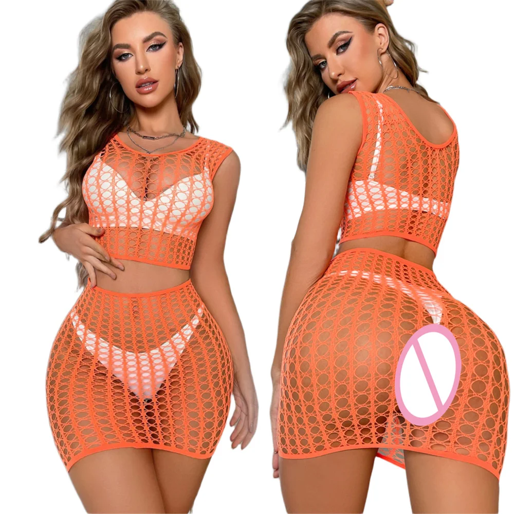 Summer Women Fishnet Lingerie Set High Elastic Tops and Split Skirt Streetwear Y2K Party Clothes Female Sexy Two 2 Piece Suit
Summer Women Fishnet Lingerie Set High Elastic Tops and Split Skirt Streetwear Y2K Party Clothes Female Sexy Two 2 Piece Suit