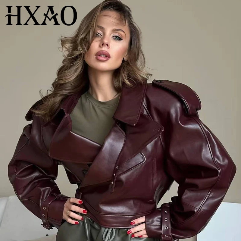 HXAO женская куртка бордовая кожаная куртка демисезонная укороченная черная верхняя одежда на пуговицах негабаритный топ с длинными рукавами мото байкерская куртка
HXAO женская куртка бордовая кожаная куртка демисезонная укороченная черная верхняя одежда на пуговицах негабаритный топ с длинными рукавами мото байкерская куртка