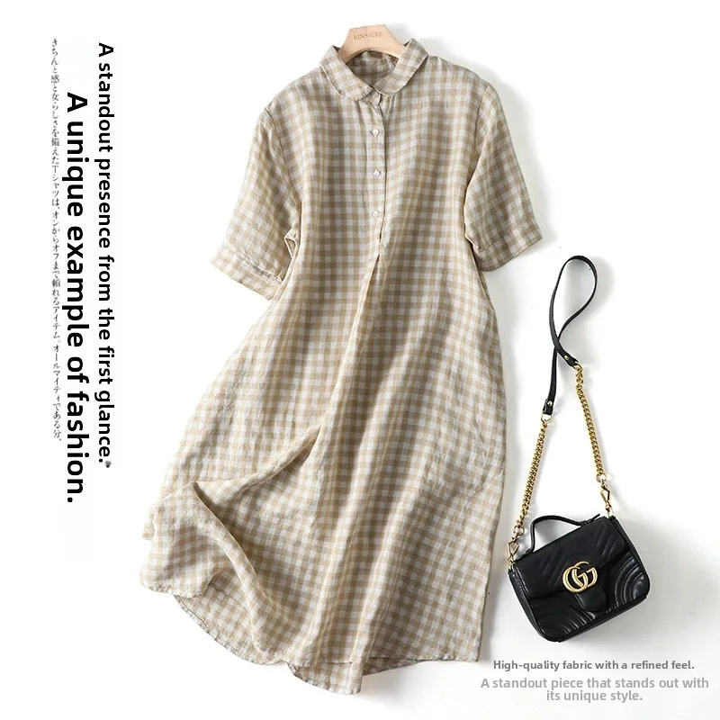 Retro Loose Cotton Linen Women's Dress Summer 2024 A-Line Midi Collar Short Sleeve Big Flounce Elegant Belly Covering
Retro Loose Cotton Linen Women's Dress Summer 2024 A-Line Midi Collar Short Sleeve Big Flounce Elegant Belly Covering