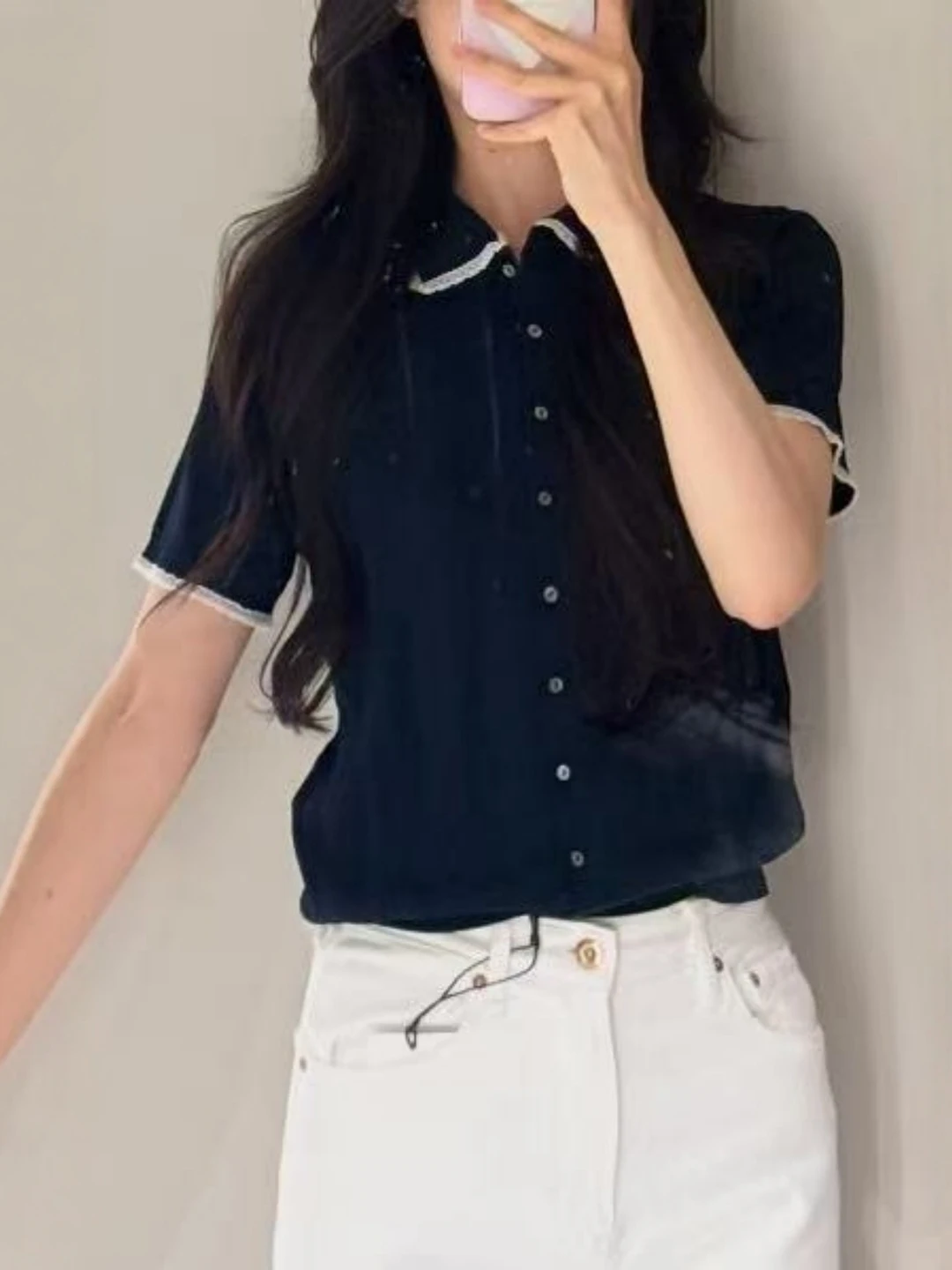 Women's Short Sleeve Shirt Knitted Outerwear with Decoration Summer Fashion Casual Style Button Front Cardigan
Women's Short Sleeve Shirt Knitted Outerwear with Decoration Summer Fashion Casual Style Button Front Cardigan