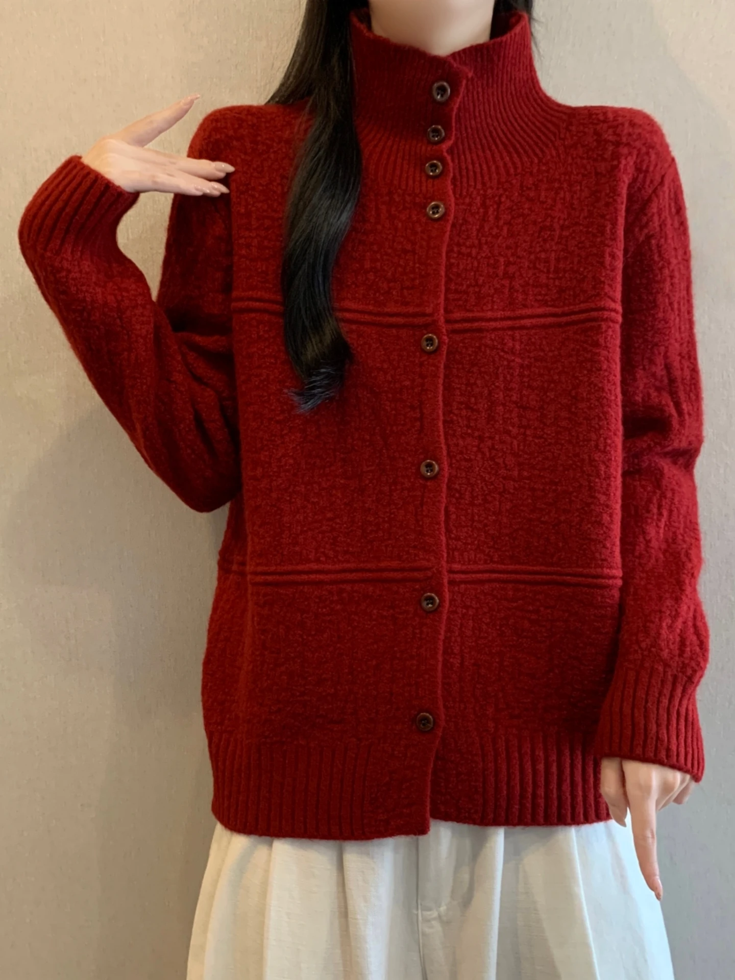 Red Half-High Collar Knitted Sweater Coat Women's Spring Autumn New Style plus Size Slimming Short Cardigan Top for Commute
Red Half-High Collar Knitted Sweater Coat Women's Spring Autumn New Style plus Size Slimming Short Cardigan Top for Commute