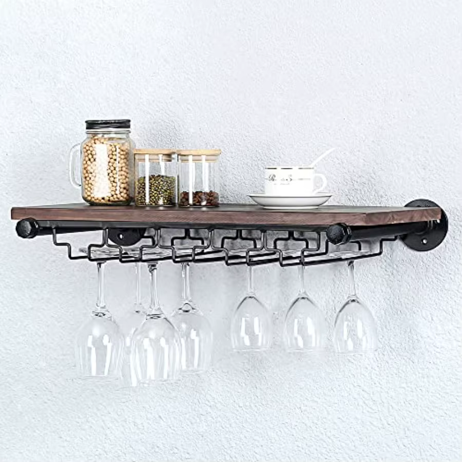 Industril Wine Rk Wll Mounted with 5 Glss HolderWine Glss Rk Floting Wine Glss Shelf Pipe Shelving Hnging Wood Shelves
Industril Wine Rk Wll Mounted with 5 Glss HolderWine Glss Rk Floting Wine Glss Shelf Pipe Shelving Hnging Wood Shelves