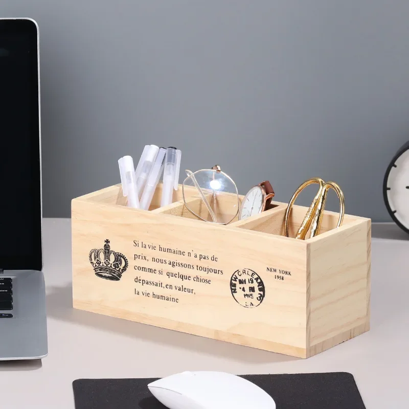 Solid Wood Rectangular Retro Three - grid Desktop Remote Control Storage Box Wooden Pen Holder
Solid Wood Rectangular Retro Three - grid Desktop Remote Control Storage Box Wooden Pen Holder