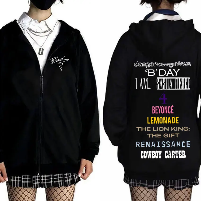 Singer Beyonce Fashion Pop Music Album Zipper Hoodie Men Women Fashion Oversized Zip Up Hoodies Male Vintage Casual Jacket Coat
Singer Beyonce Fashion Pop Music Album Zipper Hoodie Men Women Fashion Oversized Zip Up Hoodies Male Vintage Casual Jacket Coat
