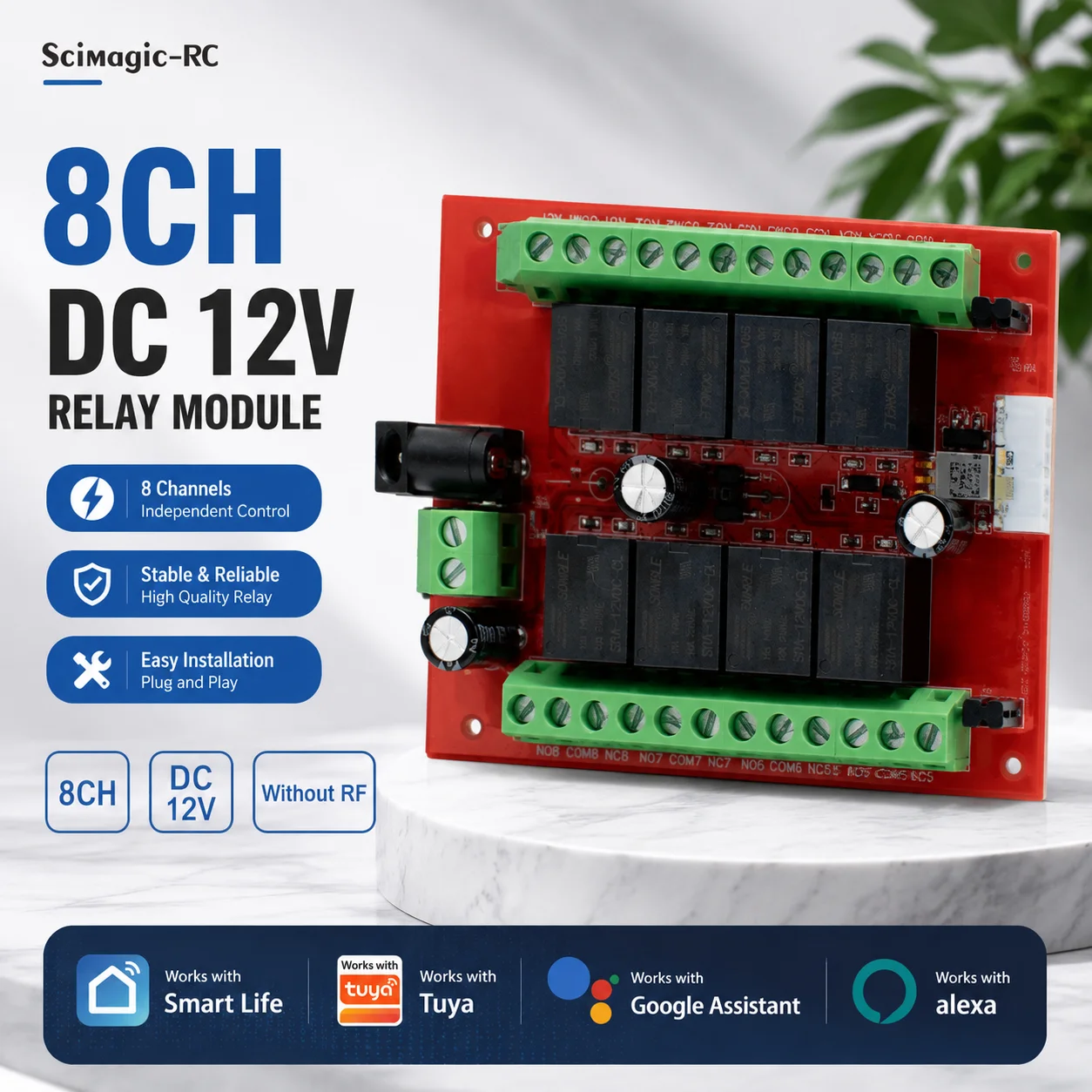 Wifi Wireless Switch Module 8 Channels & Wireless RF433 Receiver Application to Light,Fan APP Remote Control For Tuya
Wifi Wireless Switch Module 8 Channels & Wireless RF433 Receiver Application to Light,Fan APP Remote Control For Tuya