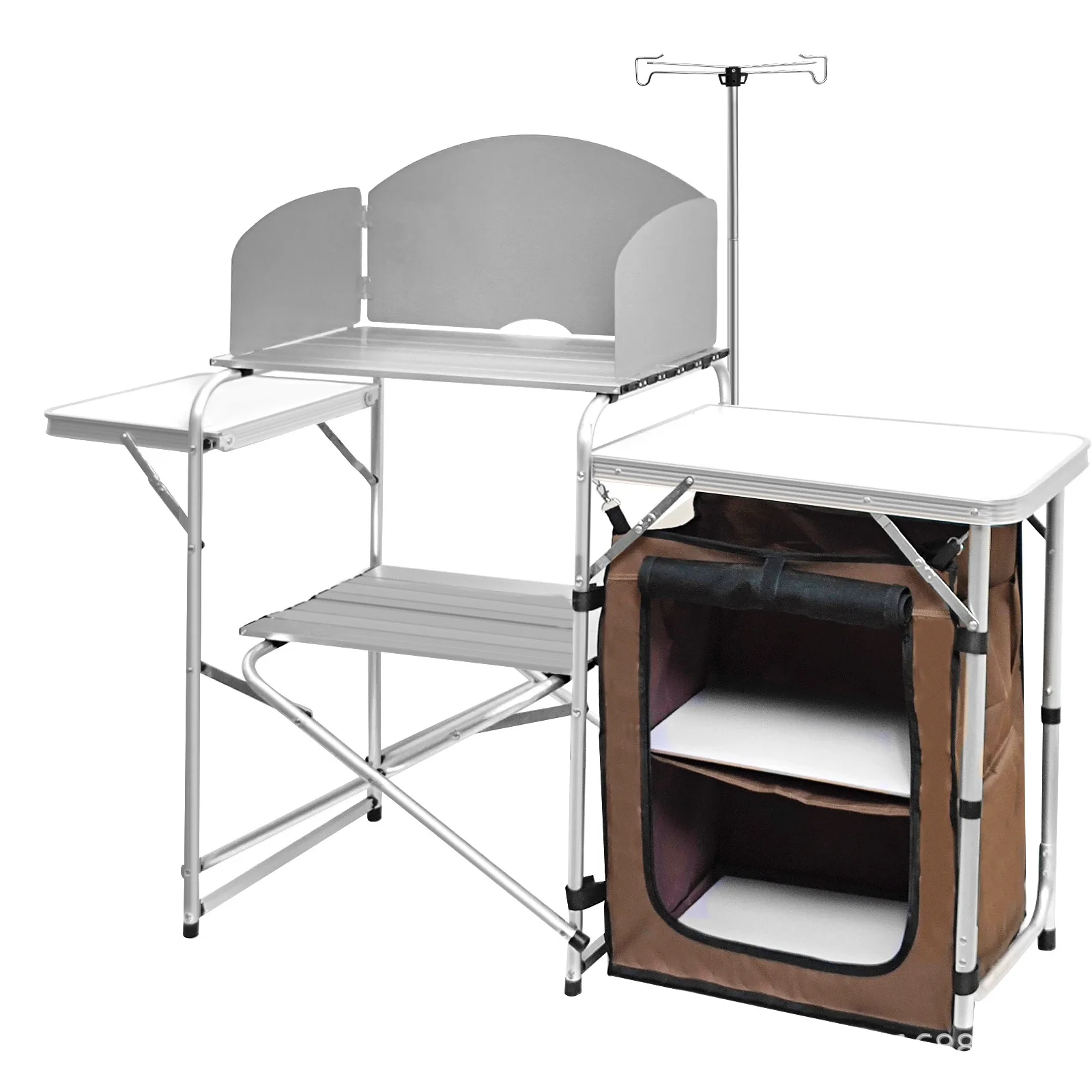 Outdoor camping mobile kitchen aluminum folding table with cloth cabinet white
Outdoor camping mobile kitchen aluminum folding table with cloth cabinet white