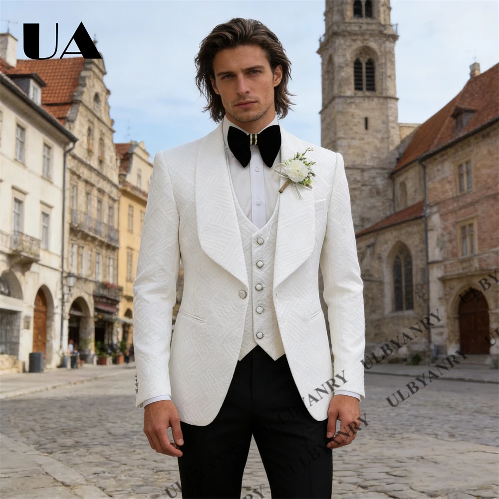 ULBYANRY - High End Jacquard Suit Set for Men, One Button Slim Fit Suit Jacket Single Row Vest Black Pants, Wedding Suit Attire
ULBYANRY - High End Jacquard Suit Set for Men, One Button Slim Fit Suit Jacket Single Row Vest Black Pants, Wedding Suit Attire