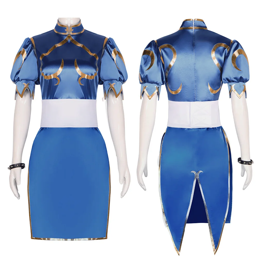 Anime Games Chun-Li Cosplay Cheongsam Dress Blue Black Sets Adult Women Cute Halloween Carnival Party Show Performance Costume
Anime Games Chun-Li Cosplay Cheongsam Dress Blue Black Sets Adult Women Cute Halloween Carnival Party Show Performance Costume