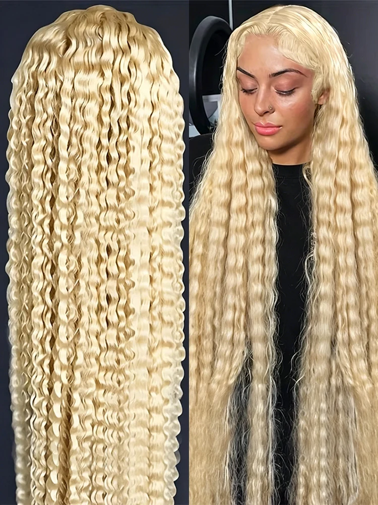 40 42 Inch Honey Blonde 613 Deep Curly Wave 13x6 HD Lace Frontal Wigs 250% High Density Colored Water Wave 13x4 Lace Front Human Hair Wigs For Women Transparent Brazilian Virgin Hair Lace Wigs Preplucked
40 42 Inch Honey Blonde 613 Deep Curly Wave 13x6 HD Lace Frontal Wigs 250% High Density Colored Water Wave 13x4 Lace Front Human Hair Wigs For Women Transparent Brazilian Virgin Hair Lace Wigs Preplucked