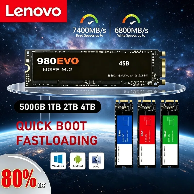Lenovo 990Pro/980Pro M2 SSD Solid State Drive suitable for laptops and PC desktops 1TB, 2TB, 4TB PCIe 4.0 NVMe, 7400MB/s
Lenovo 990Pro/980Pro M2 SSD Solid State Drive suitable for laptops and PC desktops 1TB, 2TB, 4TB PCIe 4.0 NVMe, 7400MB/s