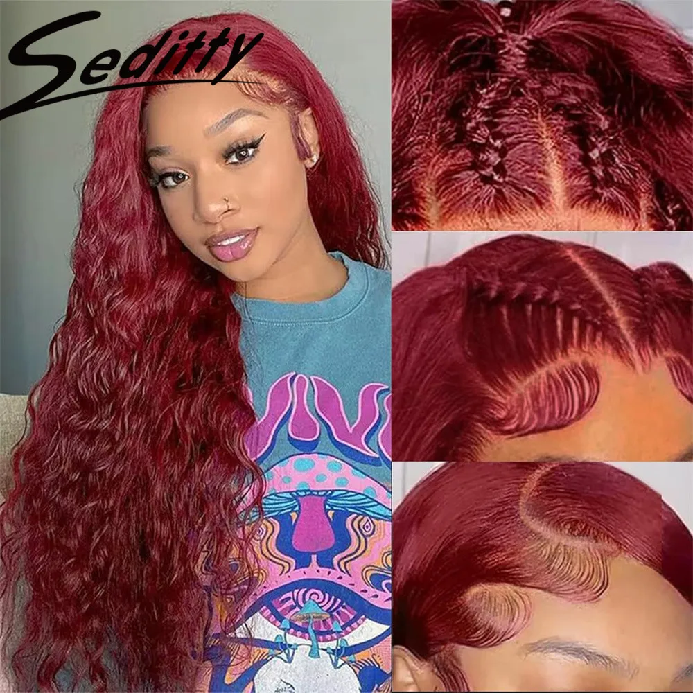 99J 13X4 HD Lace Front Wigs Human Hair 200% Density Water Wave for Women Human Hair Burgundy Curly Lace Front Wig 22inch
99J 13X4 HD Lace Front Wigs Human Hair 200% Density Water Wave for Women Human Hair Burgundy Curly Lace Front Wig 22inch