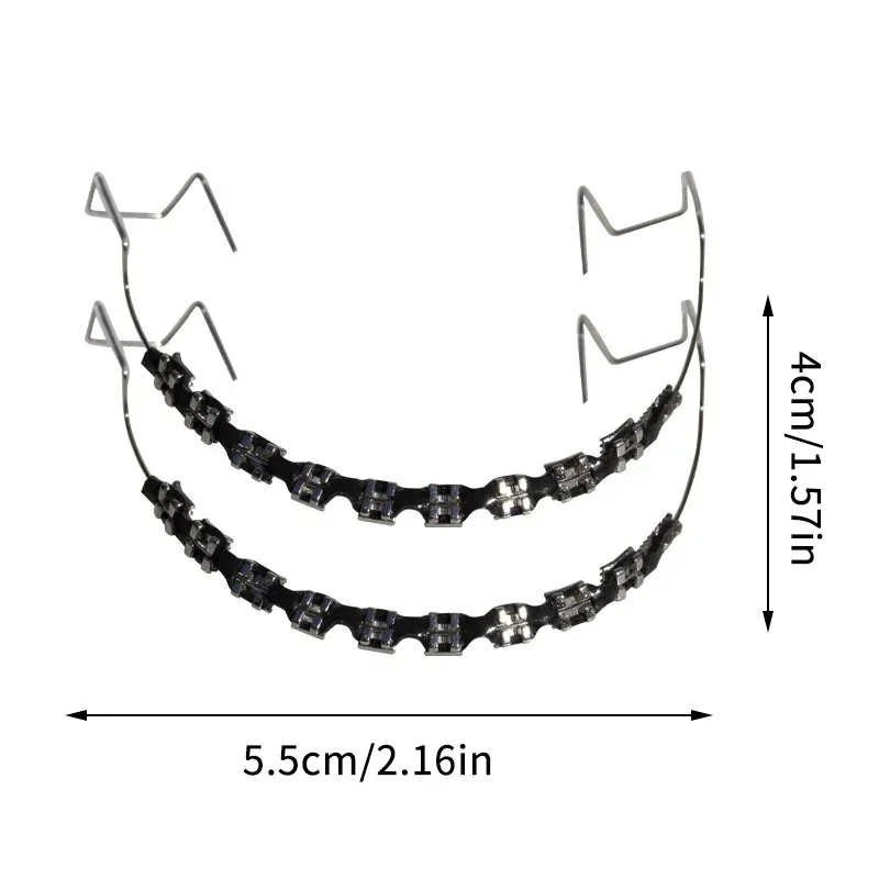 1 pair of fashionable braces with colored metal wire temporary dental accessories, metal braces with orthodontic straps H2931-67
1 pair of fashionable braces with colored metal wire temporary dental accessories, metal braces with orthodontic straps H2931-67