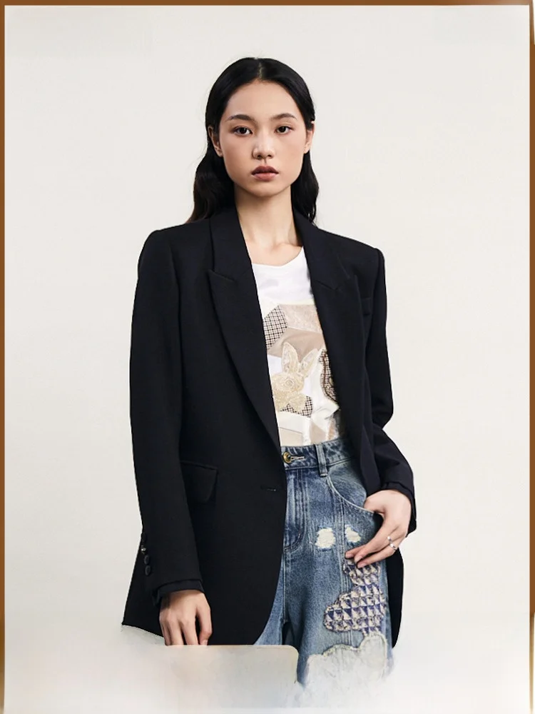 Faionable Single-BUTTON Fem Suit Jaet Spring Commuter Sle Loose Fit One Button Coat Pure Color Polyester Material
Faionable Single-BUTTON Fem Suit Jaet Spring Commuter Sle Loose Fit One Button Coat Pure Color Polyester Material