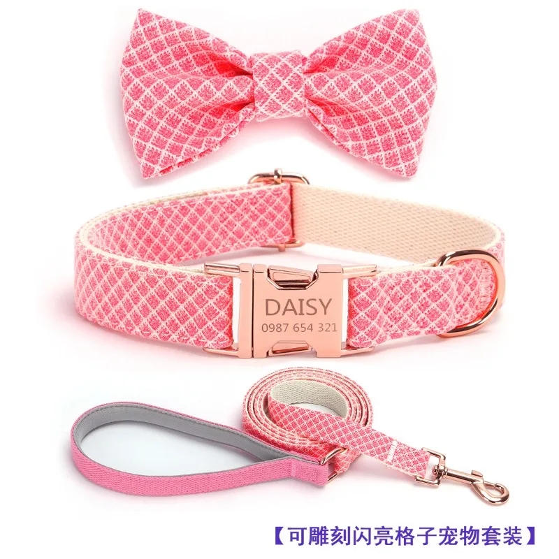 Personalized Pet Collar with Bow Shiny Rhombus Plaid Design Matching Dopamine nspired Leash for Stylish Pets Pink Cute Dog
Personalized Pet Collar with Bow Shiny Rhombus Plaid Design Matching Dopamine nspired Leash for Stylish Pets Pink Cute Dog