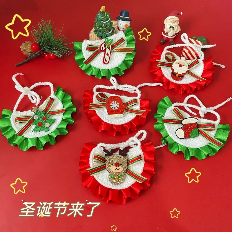 Pet Christmas Bibs Yarn Lace Small Bib Cat Knitted Drool Towel Dog Holiday Gift Dog Accessories for Small Dog Accessories Gift
Pet Christmas Bibs Yarn Lace Small Bib Cat Knitted Drool Towel Dog Holiday Gift Dog Accessories for Small Dog Accessories Gift
