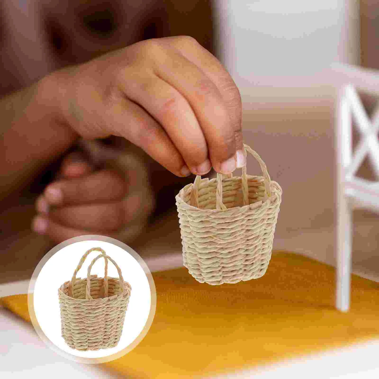 2 Pcs Small Raffia Basket Woven Baskets Mini Hand Storage Miniature Flower Tiny with Handle Micro Scene Craft
2 Pcs Small Raffia Basket Woven Baskets Mini Hand Storage Miniature Flower Tiny with Handle Micro Scene Craft