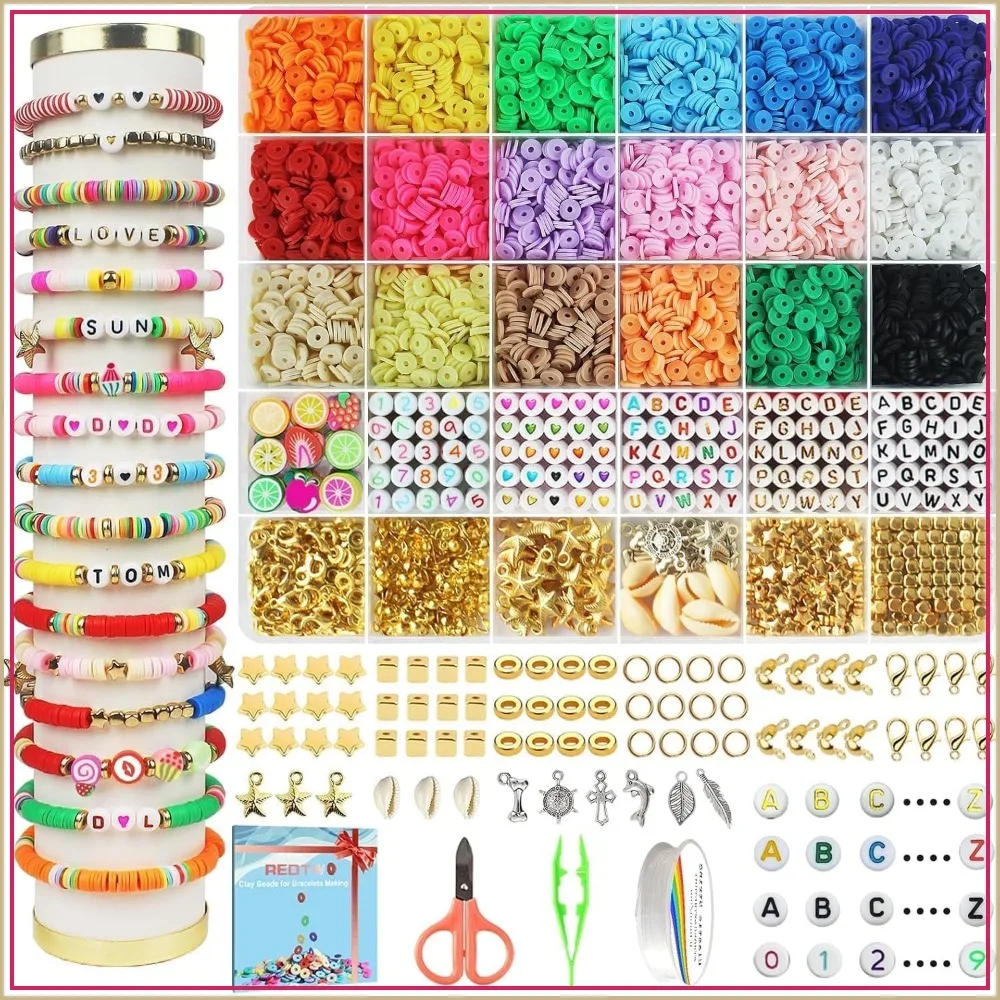 5100 Clay Beads Bracelet Making Kit, Flat Preppy Beads for Friendship Jewelry, Polymer Heishi Beads with Charms, Gifts for Teen Girls Crafts Ages 8-12
5100 Clay Beads Bracelet Making Kit, Flat Preppy Beads for Friendship Jewelry, Polymer Heishi Beads with Charms, Gifts for Teen Girls Crafts Ages 8-12