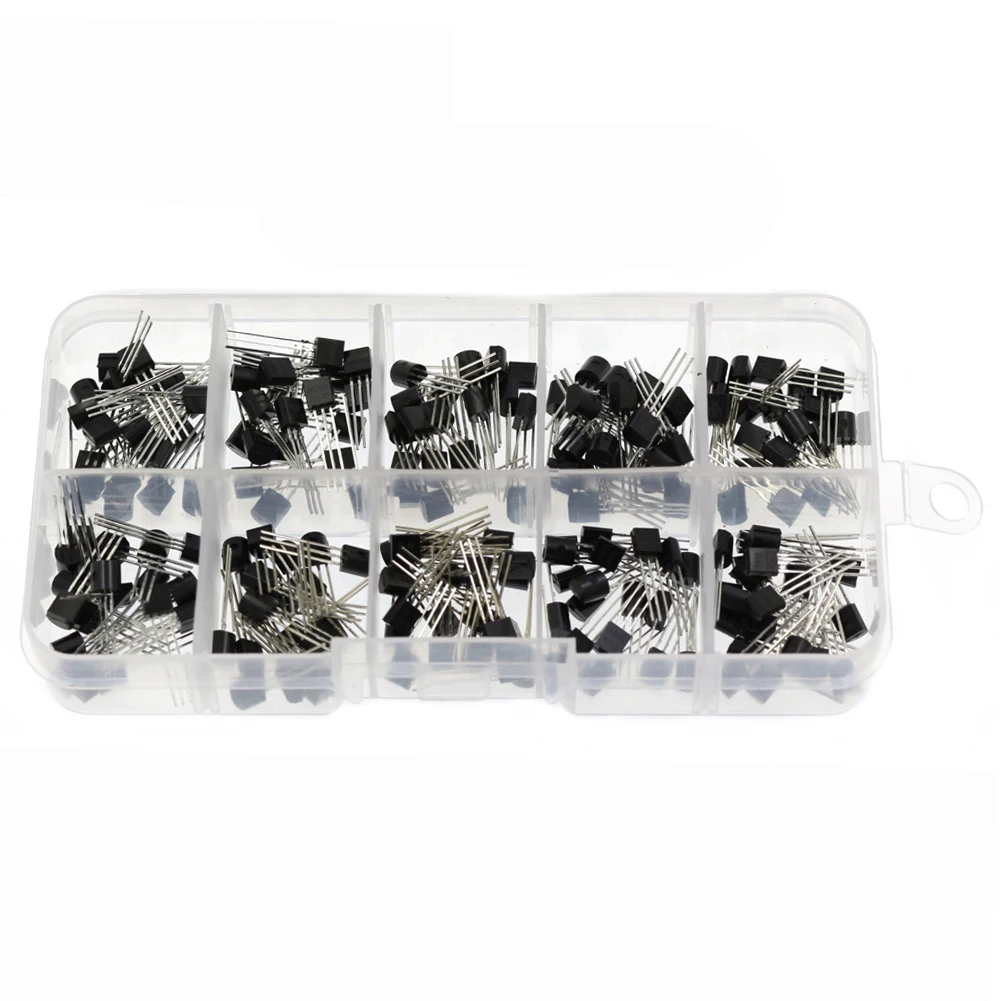 10 Values TO-92 200PCS Transistor Kit Assortment Box BC327 BC337 2N2222 2N2907 2N3904 2N3906 S8050 S8550 A1015 C1815
10 Values TO-92 200PCS Transistor Kit Assortment Box BC327 BC337 2N2222 2N2907 2N3904 2N3906 S8050 S8550 A1015 C1815