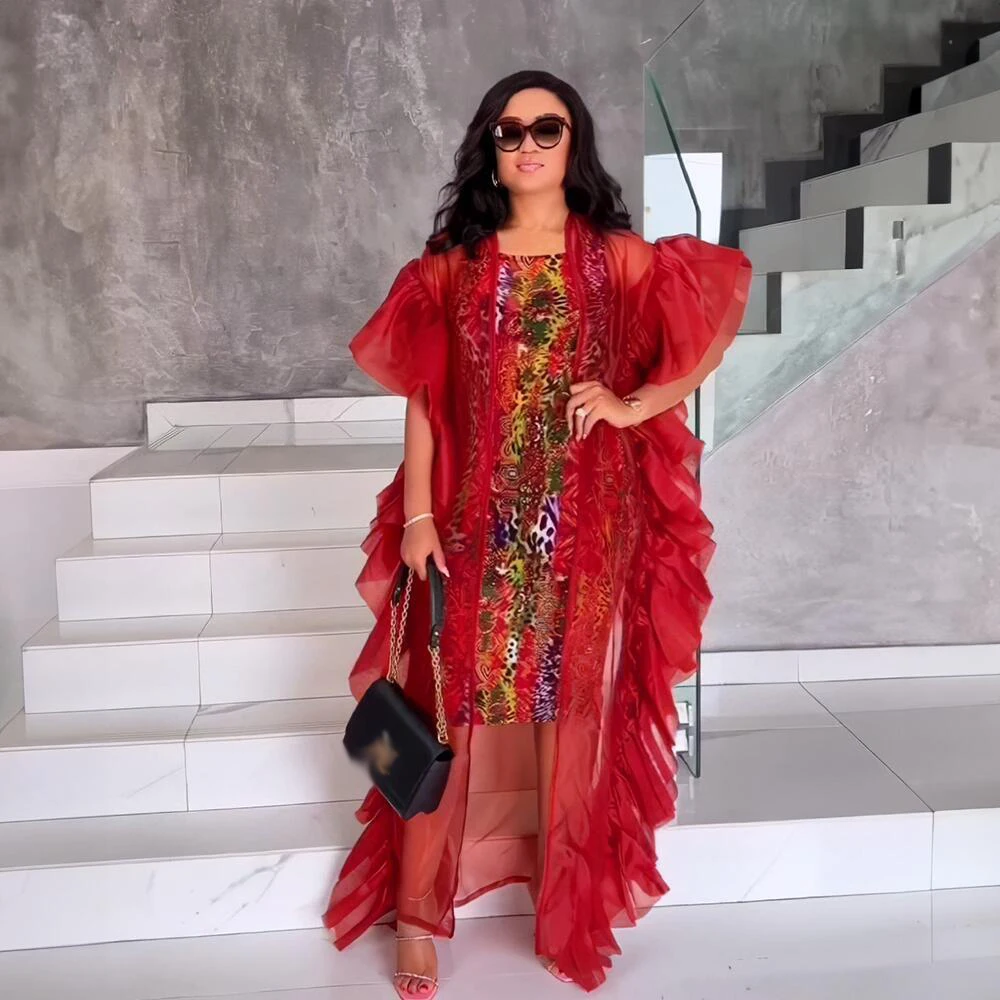 2 Piece African Evening Dresses for New Ruffles Mesh Print Inner Dress Set Abaya Women Dashiki Ankara Party Gown Wedding Outfits
2 Piece African Evening Dresses for New Ruffles Mesh Print Inner Dress Set Abaya Women Dashiki Ankara Party Gown Wedding Outfits