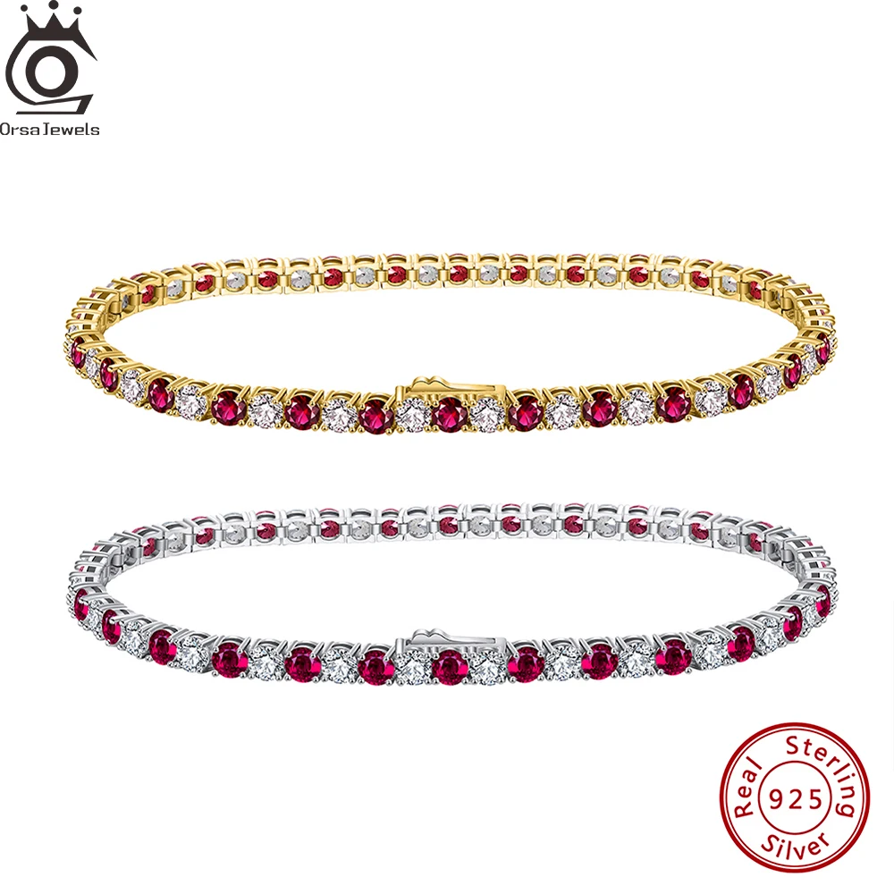 ORSA JEWELS S925 Sterling Silver Shiny CZ Tennis Bracelet Bangle Chain Pave Full 3mm Ruby Bracelet with Cubic Zircon Party SB138
ORSA JEWELS S925 Sterling Silver Shiny CZ Tennis Bracelet Bangle Chain Pave Full 3mm Ruby Bracelet with Cubic Zircon Party SB138