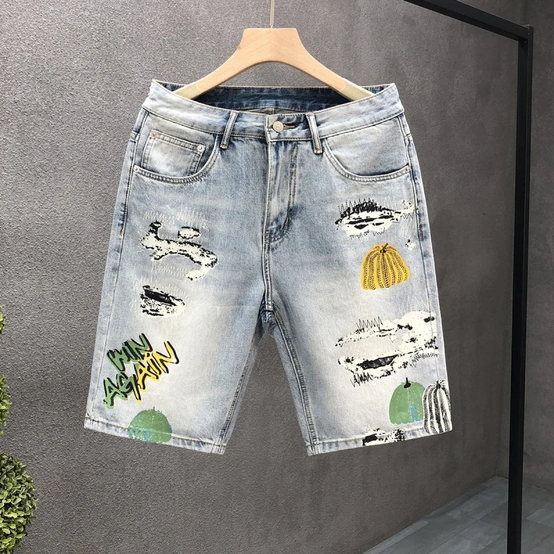 New Denim Shorts For Men'S High-End Casual Slim Fit Straight Fit Elastic Loose Print Light Luxury Fashion Versatile Washed Denim
New Denim Shorts For Men'S High-End Casual Slim Fit Straight Fit Elastic Loose Print Light Luxury Fashion Versatile Washed Denim