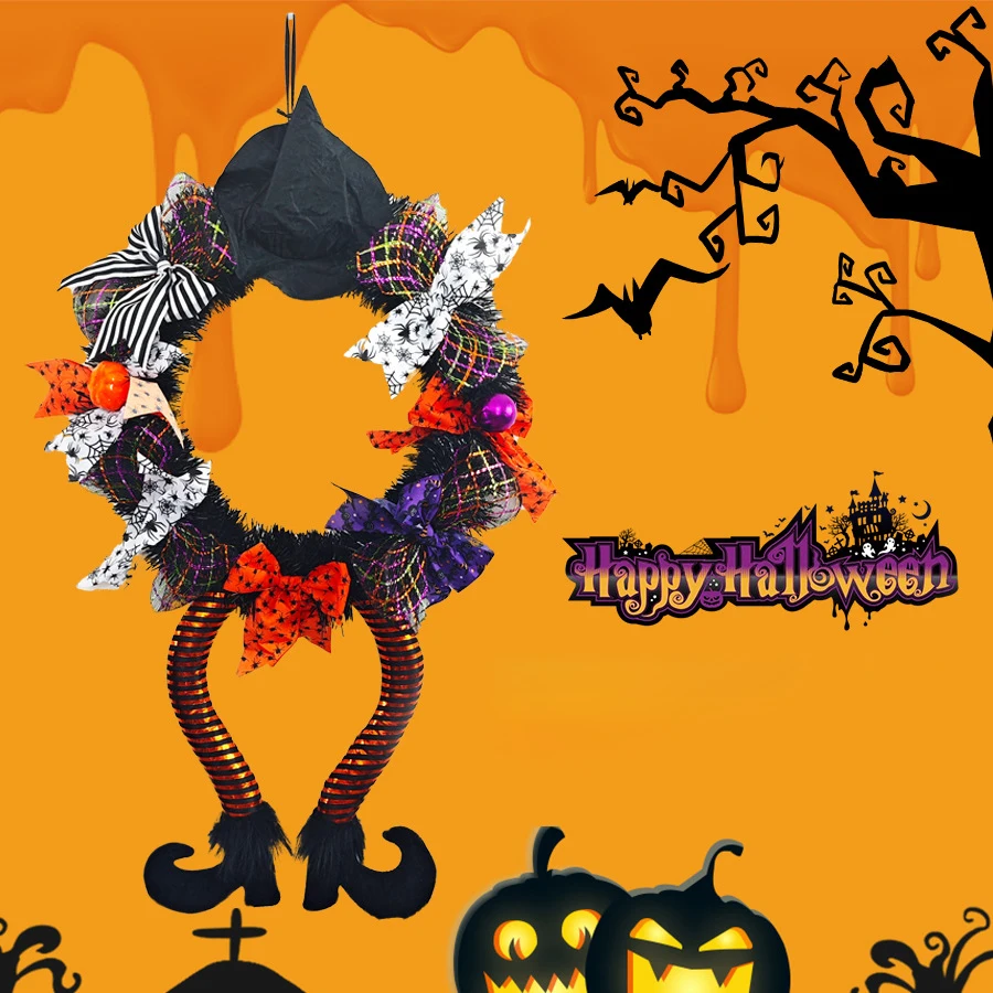 Halloween Window Wall Wreath Witch Hat And Legs Wreath Hanging Ornament Fits Indoor Festive Haunted Houses Decor Supplies
Halloween Window Wall Wreath Witch Hat And Legs Wreath Hanging Ornament Fits Indoor Festive Haunted Houses Decor Supplies