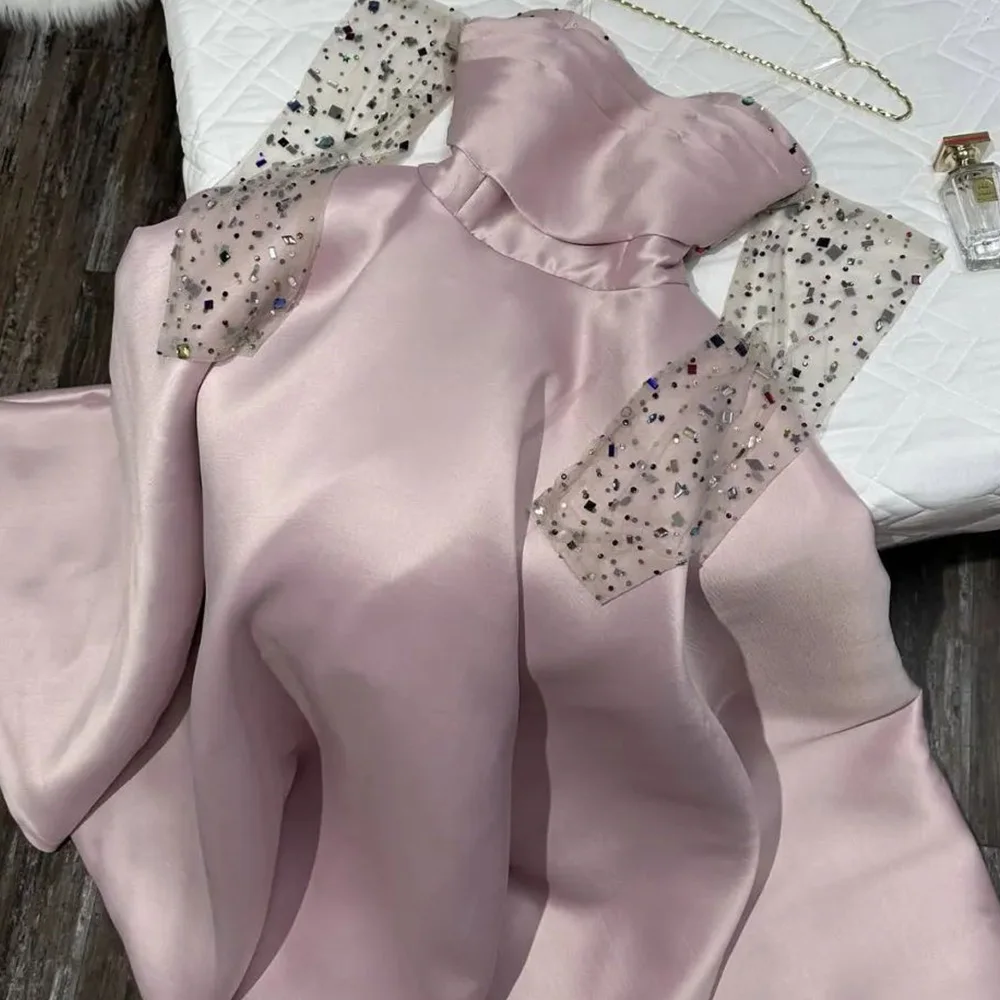 Strapless Evening Dress A-Line Satin Sleeveless Crystal Bespoke Occasion Gowns Photo Color Custom Size Exquisite and Fashion
Strapless Evening Dress A-Line Satin Sleeveless Crystal Bespoke Occasion Gowns Photo Color Custom Size Exquisite and Fashion