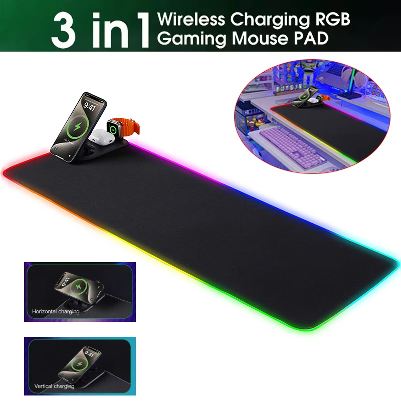 3 в 1, коврик для мыши с беспроводной зарядкой, настольный коврик с RGB-подсветкой, большой коврик для мыши, магнитная гарнитура для телефона, часы, беспроводное зарядное устройство 80*30 см
3 в 1, коврик для мыши с беспроводной зарядкой, настольный коврик с RGB-подсветкой, большой коврик для мыши, магнитная гарнитура для телефона, часы, беспроводное зарядное устройство 80*30 см