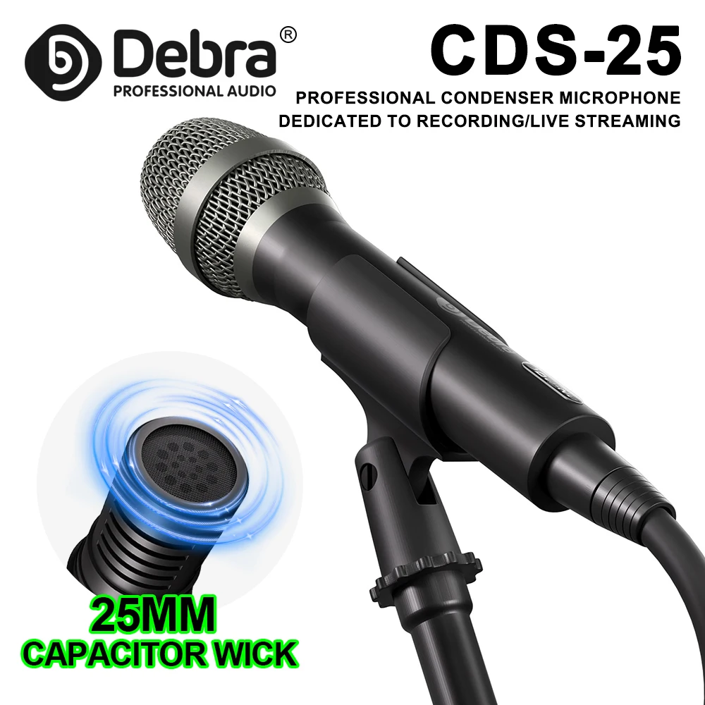 Debra CDS-25 Professional Condenser Microphone, Handheld Recording Microphone, 48V Power Supply, Professional Studio Quality
Debra CDS-25 Professional Condenser Microphone, Handheld Recording Microphone, 48V Power Supply, Professional Studio Quality