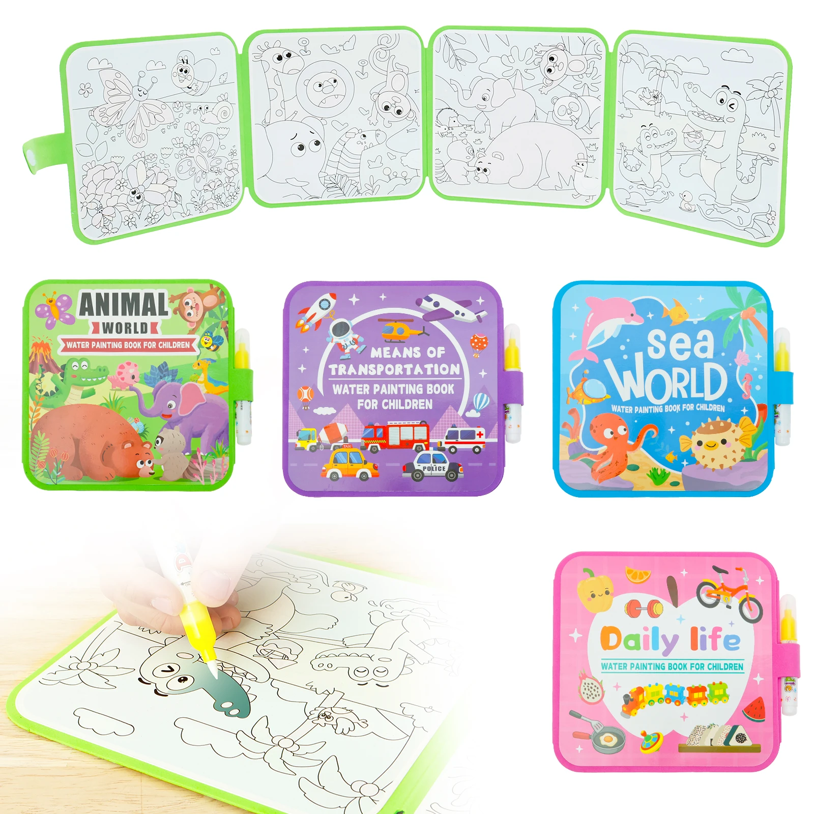 Water Painting Book for Kid 4 Pack Water Coloring Book with Pen Theme No Mess Paint Art for Toddler No Mess Paint Coloring
Water Painting Book for Kid 4 Pack Water Coloring Book with Pen Theme No Mess Paint Art for Toddler No Mess Paint Coloring