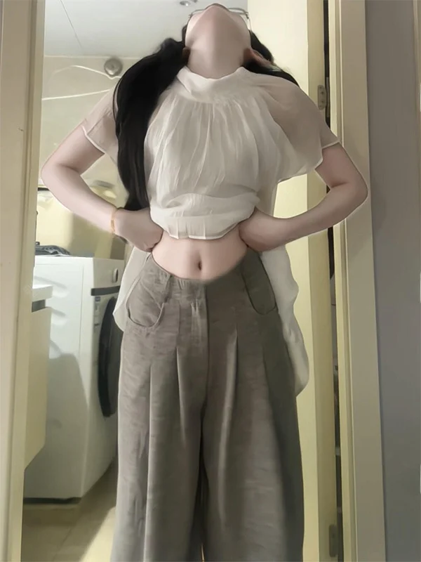 Summer Beach Vacation Style Asymmetrical Hem Chiffon Top Women's Short Sleeve T-Shirt Irregular Sash Design Korean Loose Fit
Summer Beach Vacation Style Asymmetrical Hem Chiffon Top Women's Short Sleeve T-Shirt Irregular Sash Design Korean Loose Fit