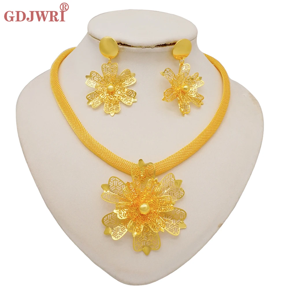 Fine Dubai Gold Color Jewelry Sets For Women Indian Jewelery African Flower Necklace Earring Set Wedding Party Gift Accessories
Fine Dubai Gold Color Jewelry Sets For Women Indian Jewelery African Flower Necklace Earring Set Wedding Party Gift Accessories