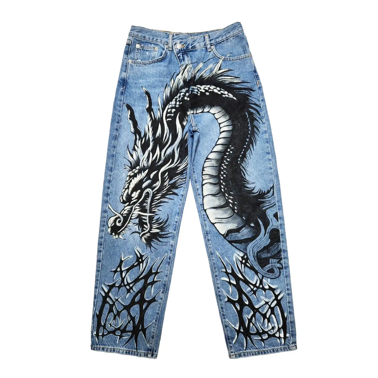 Hot Sell Dragon Wide Leg Jeans Men Y2K Harajuku Hip Hop Drop Shipping Denim Pants Casual Baggy Trousers New Streetwear
Hot Sell Dragon Wide Leg Jeans Men Y2K Harajuku Hip Hop Drop Shipping Denim Pants Casual Baggy Trousers New Streetwear