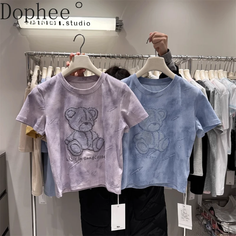 Spice Girls Skinny T-shirt 2025 New Summer All-match Embroidery Bear Tie-dye Basic Crop Top High Waist Women Short Sleeve Tees
Spice Girls Skinny T-shirt 2025 New Summer All-match Embroidery Bear Tie-dye Basic Crop Top High Waist Women Short Sleeve Tees