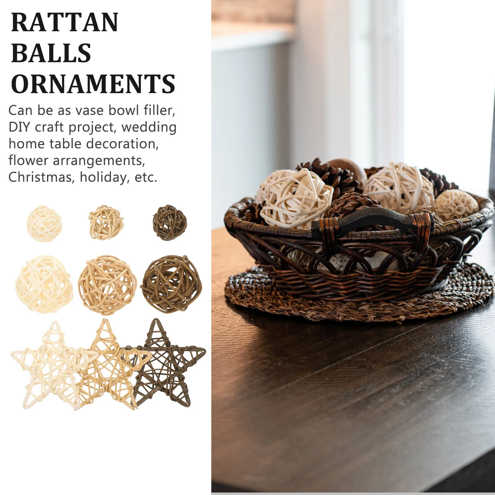 9Pcs Craft Ball Photo Prop Imitation Rattan Ornaments for DIY Projects Home Decor Table Centerpiece Bowl Filler Decoration
9Pcs Craft Ball Photo Prop Imitation Rattan Ornaments for DIY Projects Home Decor Table Centerpiece Bowl Filler Decoration