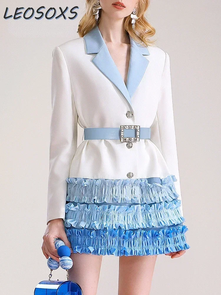 Hot Sale Women's Fashion Design Elegant Romantic Gradient Ruffles Dress Stitching Luxury Temperament Office Lady Suit Mini Dress
Hot Sale Women's Fashion Design Elegant Romantic Gradient Ruffles Dress Stitching Luxury Temperament Office Lady Suit Mini Dress