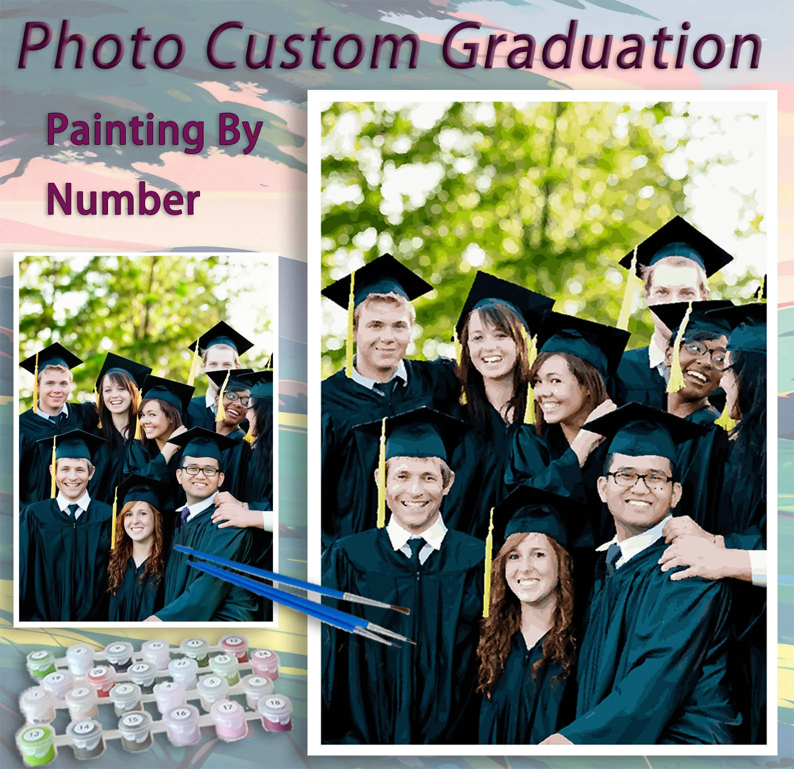 Photo Custom Graduation Paint by Numbers Oil Adult14+Beginners,24/36/48C DIY Acryl Cotton Canvas,NoFrame Gift Painting Kits
Photo Custom Graduation Paint by Numbers Oil Adult14+Beginners,24/36/48C DIY Acryl Cotton Canvas,NoFrame Gift Painting Kits