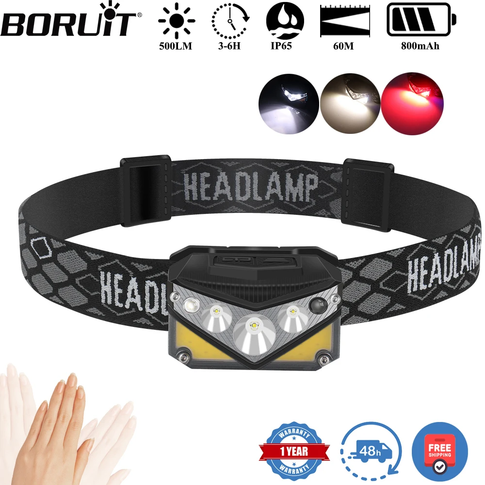 BORUiT BR03 500LM Motion Sensor LED Headlamp Type-C Rechargeable 800mAh Headlight Waterproof Outdoor Camping Head Torch
BORUiT BR03 500LM Motion Sensor LED Headlamp Type-C Rechargeable 800mAh Headlight Waterproof Outdoor Camping Head Torch