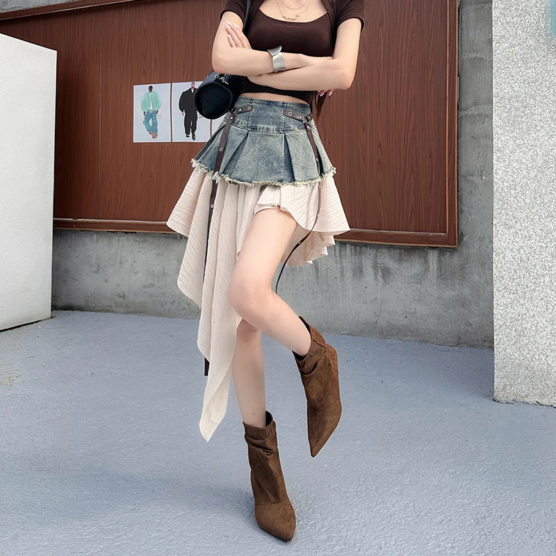 Stretch Denim Patchwork Irregular Mini Skirt Women High Waist Loose Casual Vintage Denim Skirts Harajuku Sexy Streetwear Skirt
Stretch Denim Patchwork Irregular Mini Skirt Women High Waist Loose Casual Vintage Denim Skirts Harajuku Sexy Streetwear Skirt